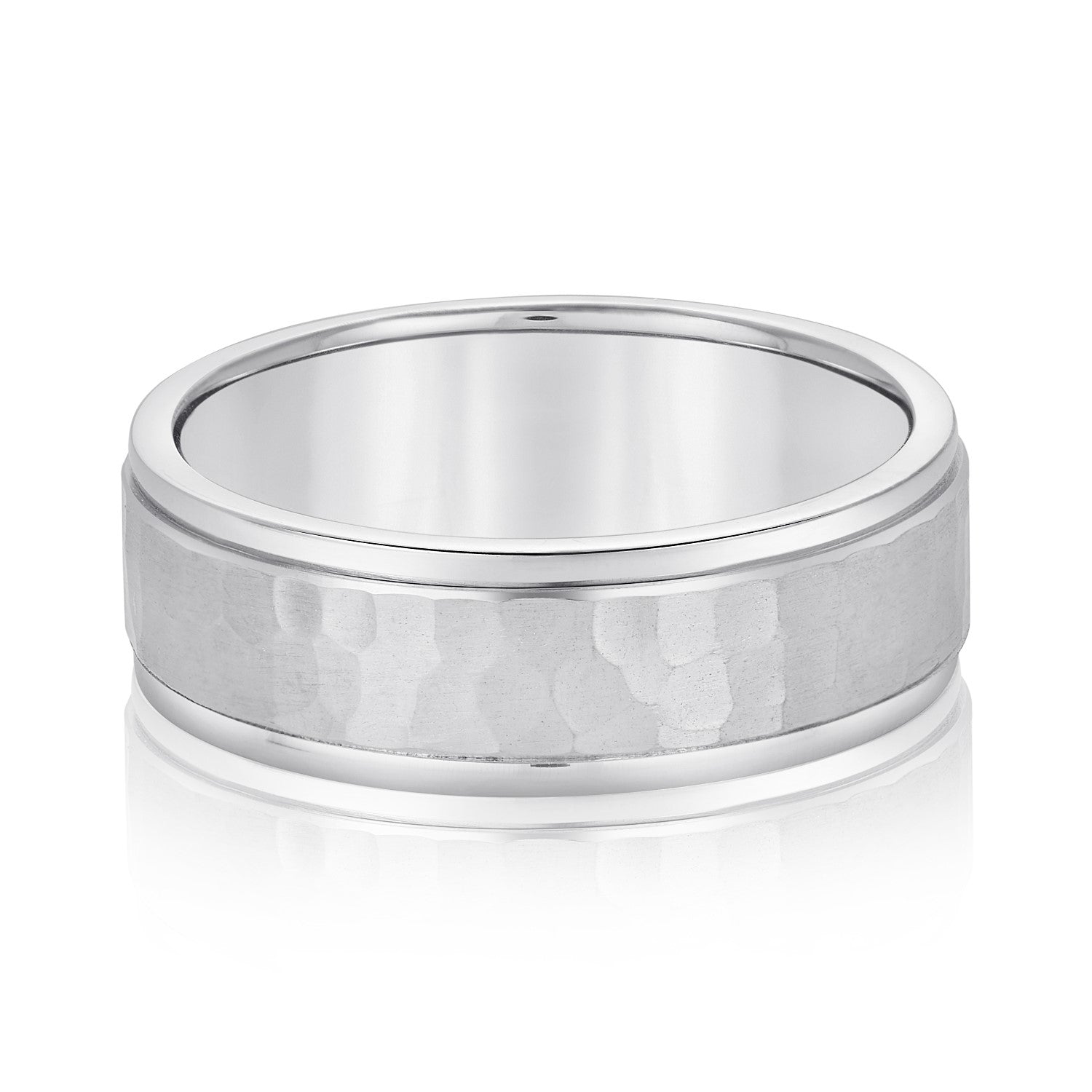 Men's Hammered Center Wedding Band-VIRABYANI